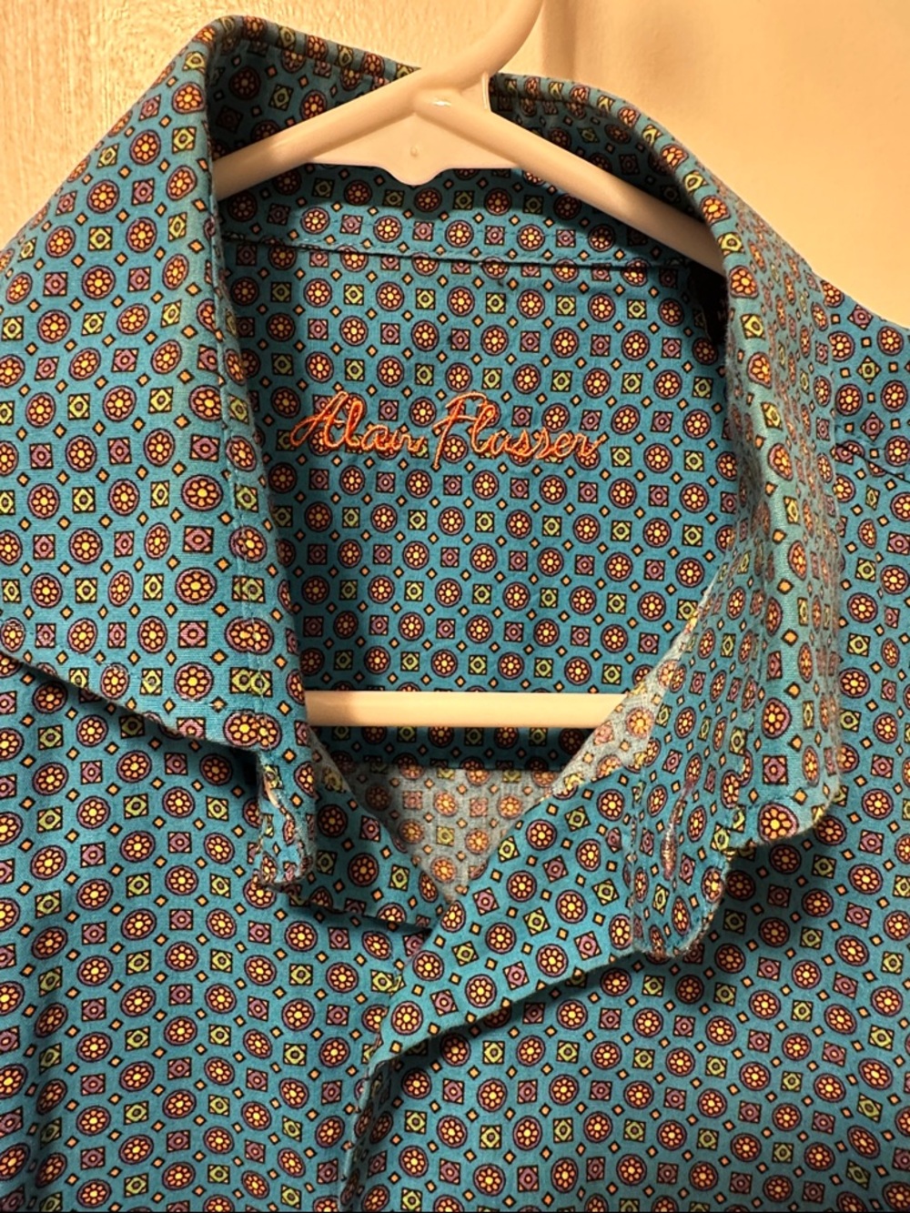Alan Flusser Turquoise Geometric Button-Down Shirt
